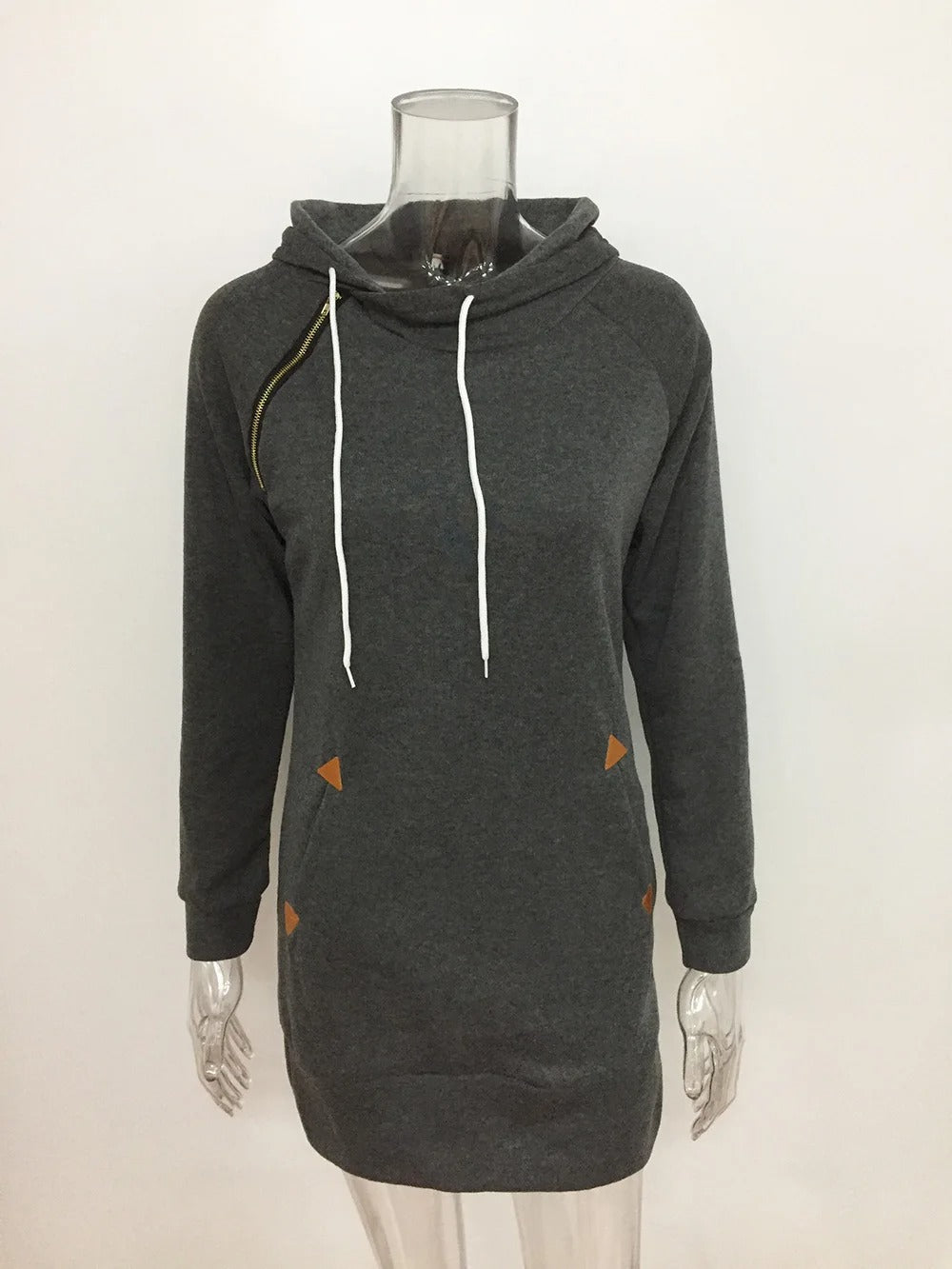 Grå hoodie kjole med hætte og snøre