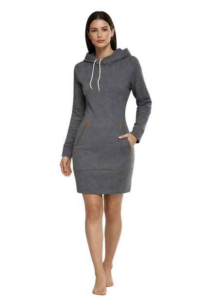 Grå hoodie kjole med hætte og snøre